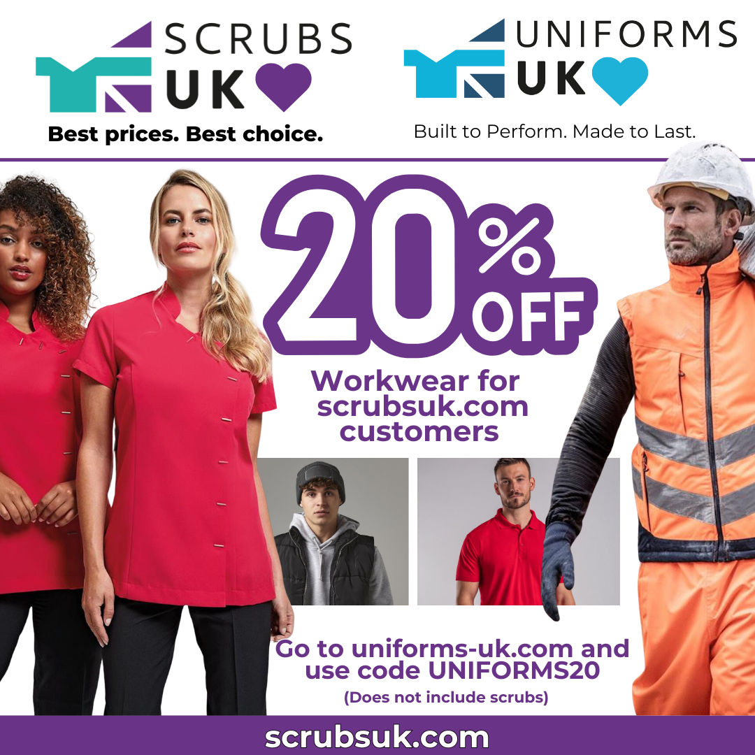 ScrubsUK.com: Celebrate with us launch of sister company's new-look website uniforms-uk.com with 20% off workwear for loyal ScrubsUK customers