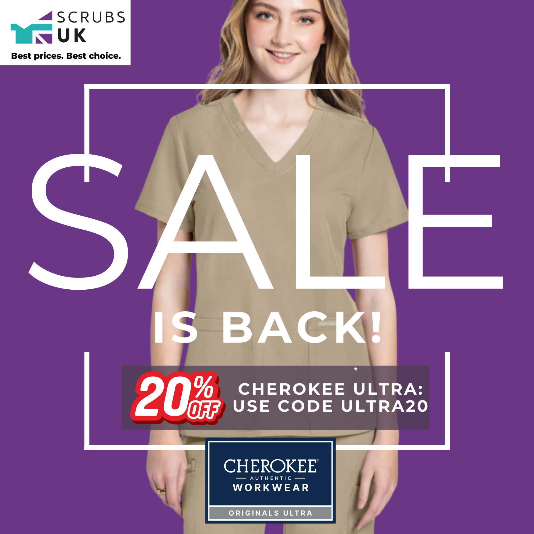 Cherokee Ultra sale extended at ScrubsUK.com: Get 20% off hi-tech stretch scrubs