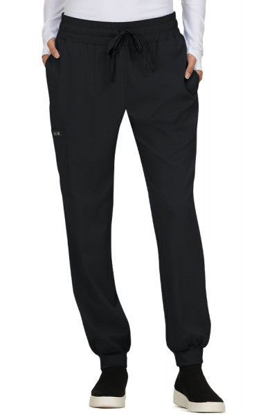 Black Jogger Bottoms with an elastic waist and cuffed ankle