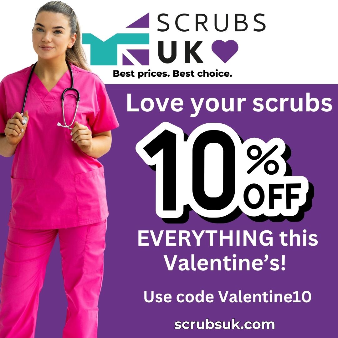 💜 Share the love – 10% off scrubs collections this Valentine’s with Scrubsuk.com! 💜